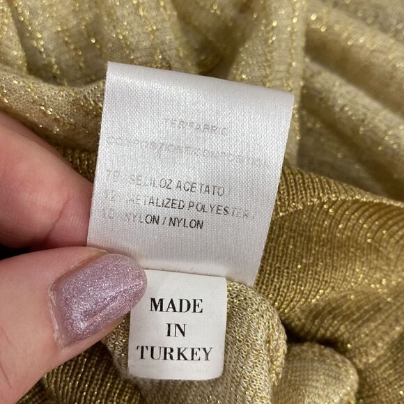 Societa Gold Color Metallic Threads Beaded Tank Top With Cardigan - Picture 10 of 12